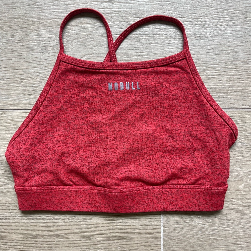 NOBULL Red Heather Sports Bra & Shorts Matching Set - Picture 2 of 5